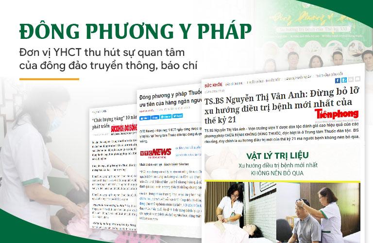 Nhiều trang báo chí đưa tin về hiệu quả điều tri "thần kỳ" tại Đông phương Y pháp