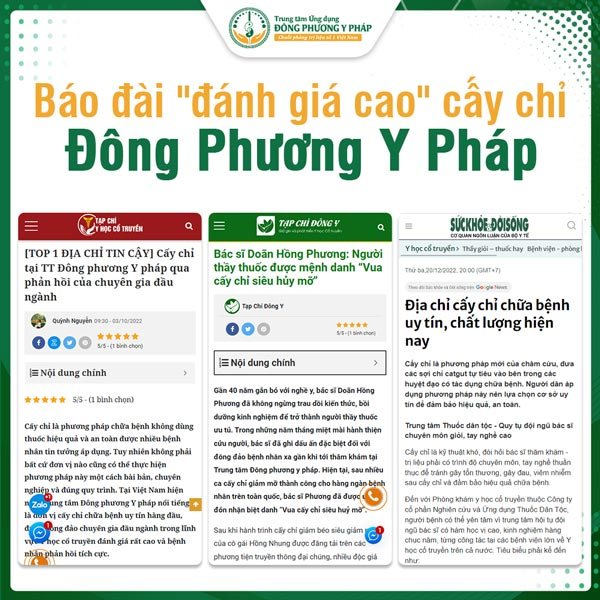 Nhiều đầu báo uy tín đánh giá cao cấy chỉ Đông Phương Y Pháp